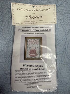 Plimoth Colonial Sampler Stamped-on Cross Stitch Kit - Plymouth Plantation